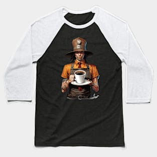 Crimson Charm: Coffee and Kindness Chronicles Baseball T-Shirt